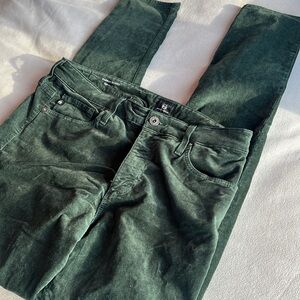 AG Farrah Green Skinny Hi Rise Jeans in Village Pine Velvet size 30